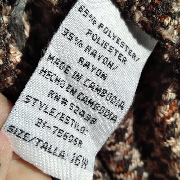 Sag Harbor Wooley Houndstooth Maxi Skirt w Fringe Accent Timeless Classic Sz16W - Picture 4 of 7